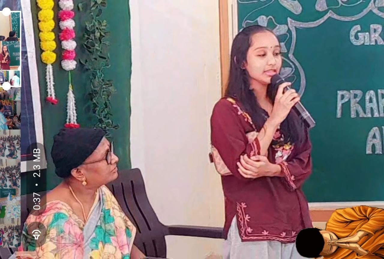 A community member speaking at a food donation event